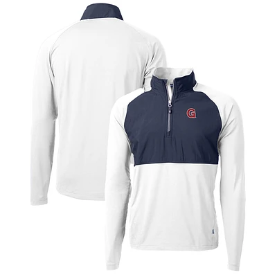 Men's Cutter & Buck Navy/White Gonzaga Bulldogs Adapt Eco Knit Hybrid Recycled Quarter-Zip Pullover Top