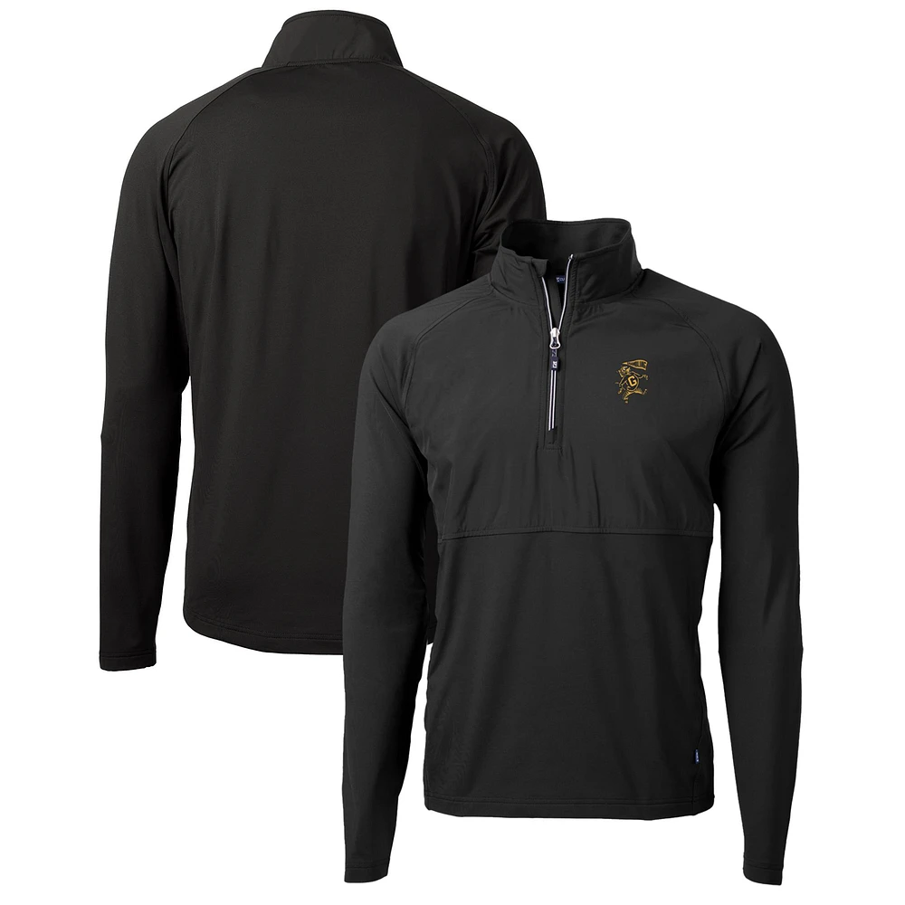 Men's Cutter & Buck Black Grambling Tigers Adapt Eco Knit Hybrid Recycled Full-Zip Logo Jacket