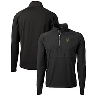 Men's Cutter & Buck Black Grambling Tigers Adapt Eco Knit Hybrid Recycled Full-Zip Logo Jacket