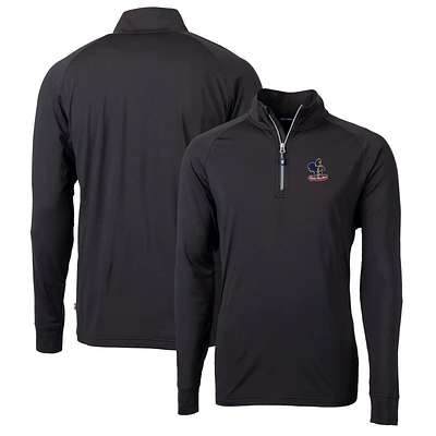 Men's Cutter & Buck Black Delaware Fightin' Blue Hens Adapt Eco Knit Stretch Recycled Quarter-Zip Pullover Top