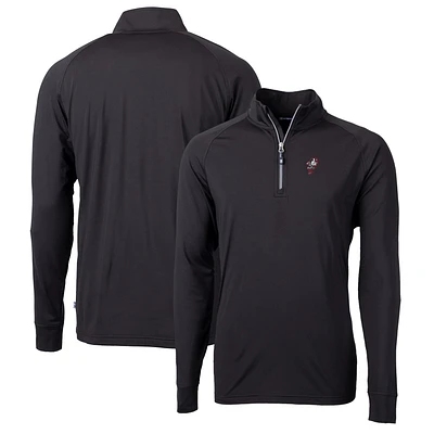 Men's Cutter & Buck Black Ohio State Buckeyes Adapt Eco Knit Stretch Recycled Quarter-Zip Pullover Top