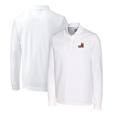 Men's Cutter & Buck White Arizona State Sun Devils Advantage Tri-Blend Pique Long Sleeve Polo