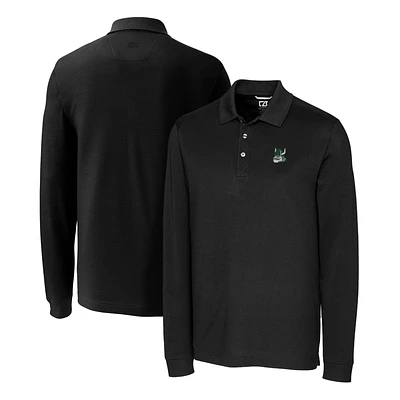 Men's Cutter & Buck Portland State Vikings Advantage Tri-Blend Pique Long Sleeve Polo