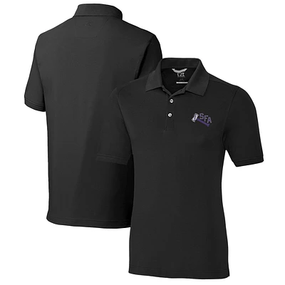 Men's Cutter & Buck Black Stephen F Austin Lumberjacks Advantage Tri-Blend DryTec Pique Polo