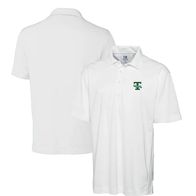 Men's Cutter & Buck White Tulane Green Wave DryTec Genre Textured Solid Polo