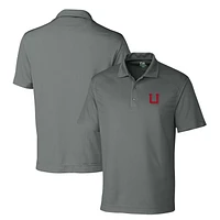 Men's Cutter & Buck Steel Utah Utes DryTec Genre Textured Solid Polo