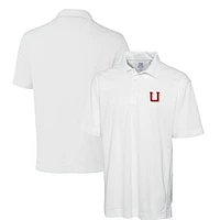 Men's Cutter & Buck White Utah Utes DryTec Genre Textured Solid Polo