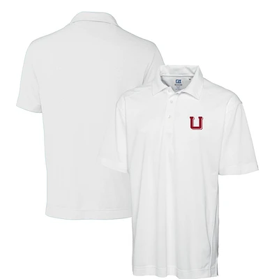 Men's Cutter & Buck White Utah Utes DryTec Genre Textured Solid Polo
