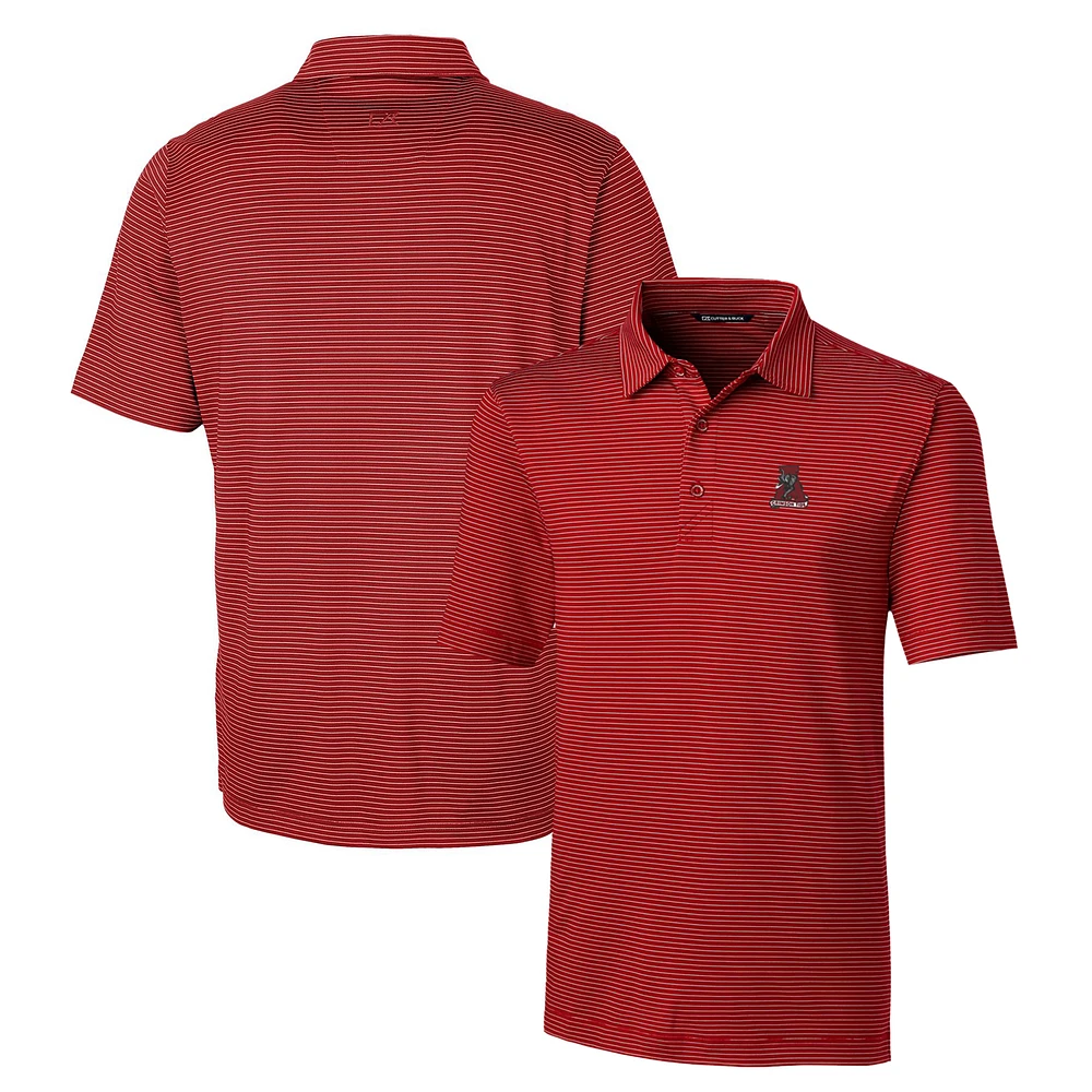 Men's Cutter & Buck Crimson Alabama Tide Forge Pencil Stripe Stretch Polo