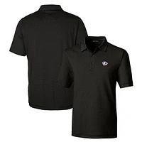 Men's Cutter & Buck Black TCU Horned Frogs Forge Pencil Stripe Stretch Polo