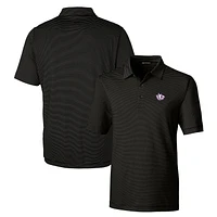 Men's Cutter & Buck Black TCU Horned Frogs Forge Pencil Stripe Stretch Polo