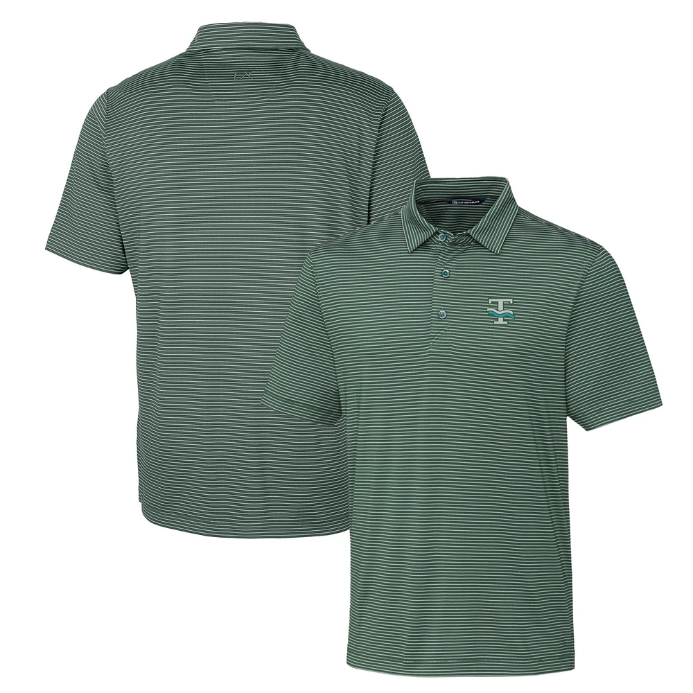 Men's Cutter & Buck Tulane Green Wave Forge Pencil Stripe Stretch Polo