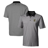 Men's Cutter & Buck Black Grambling Tigers Forge Tonal Stripe Stretch Polo