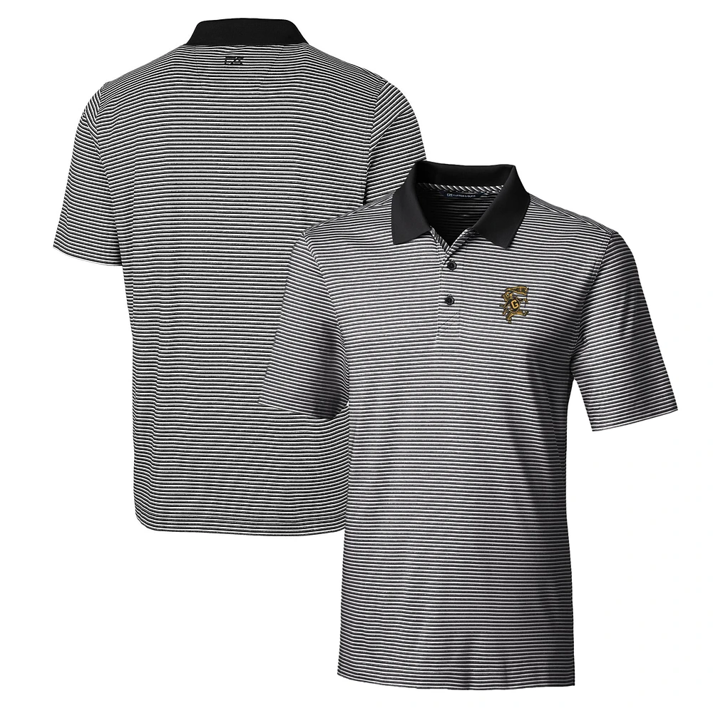 Men's Cutter & Buck Black Grambling Tigers Forge Tonal Stripe Stretch Polo