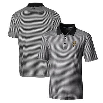 Men's Cutter & Buck Black Grambling Tigers Forge Tonal Stripe Stretch Polo