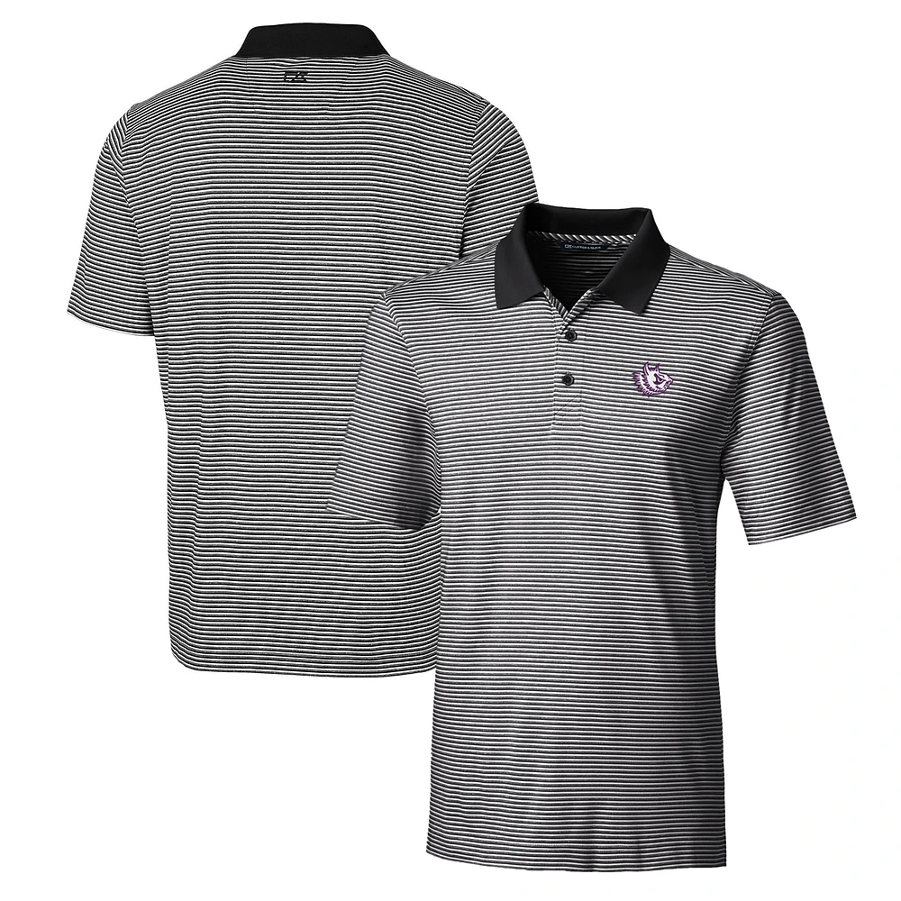 Men's Cutter & Buck Black TCU Horned Frogs Forge Tonal Stripe Stretch Polo