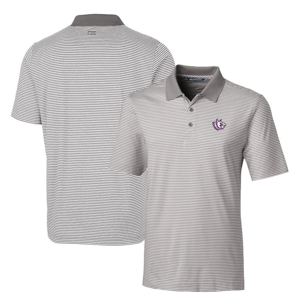 Men's Cutter & Buck Gray TCU Horned Frogs Forge Tonal Stripe Stretch Polo