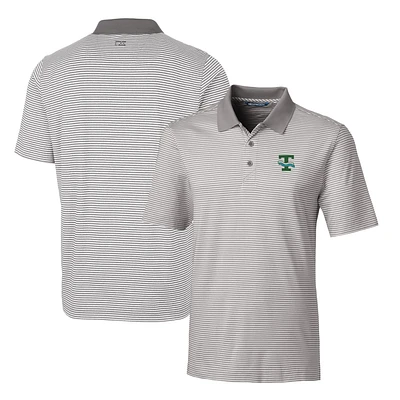 Men's Cutter & Buck Gray Tulane Green Wave Forge Tonal Stripe Stretch Polo