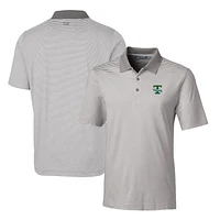Men's Cutter & Buck Gray Tulane Green Wave Forge Tonal Stripe Stretch Polo