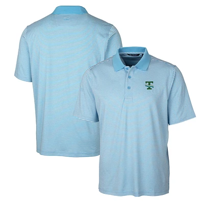 Men's Cutter & Buck Light Blue Tulane Green Wave Forge Tonal Stripe Stretch Polo