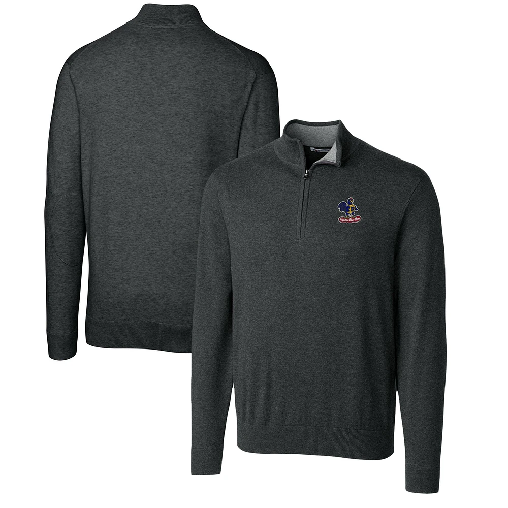 Men's Cutter & Buck Heather Charcoal Delaware Fightin' Blue Hens Lakemont Quarter-Zip Pullover Sweater