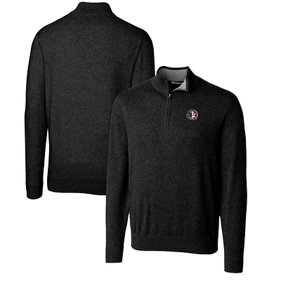 Men's Cutter & Buck Black Florida State Seminoles Lakemont Quarter-Zip Pullover Sweater
