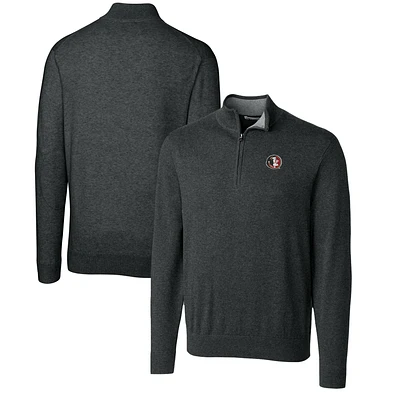 Men's Cutter & Buck Heather Charcoal Florida State Seminoles Lakemont Quarter-Zip Pullover Sweater