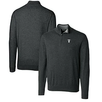 Men's Cutter & Buck Heather Charcoal Villanova Wildcats Lakemont Quarter-Zip Pullover Sweater