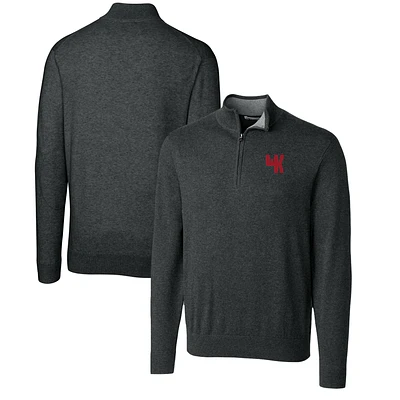 Men's Cutter & Buck Heather Charcoal Western Kentucky Hilltoppers Lakemont Quarter-Zip Pullover Sweater