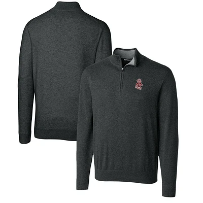 Men's Cutter & Buck Heather Charcoal Washington State Cougars Lakemont Quarter-Zip Pullover Sweater