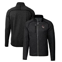 Men's Cutter & Buck Heather Charcoal NC State Wolfpack Mainsail Sweater-Knit Full-Zip Jacket