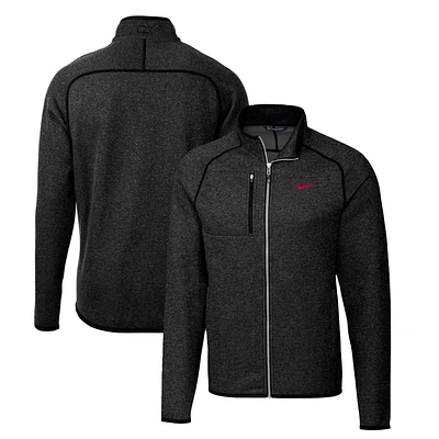 Men's Cutter & Buck Heather Charcoal New Mexico State Aggies Mainsail Sweater-Knit Full-Zip Jacket
