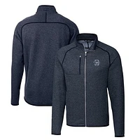 Men's Cutter & Buck Heather Navy Penn State Nittany Lions Mainsail Sweater-Knit Full-Zip Jacket