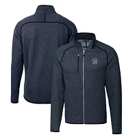 Men's Cutter & Buck Heather Navy Penn State Nittany Lions Mainsail Sweater-Knit Full-Zip Jacket