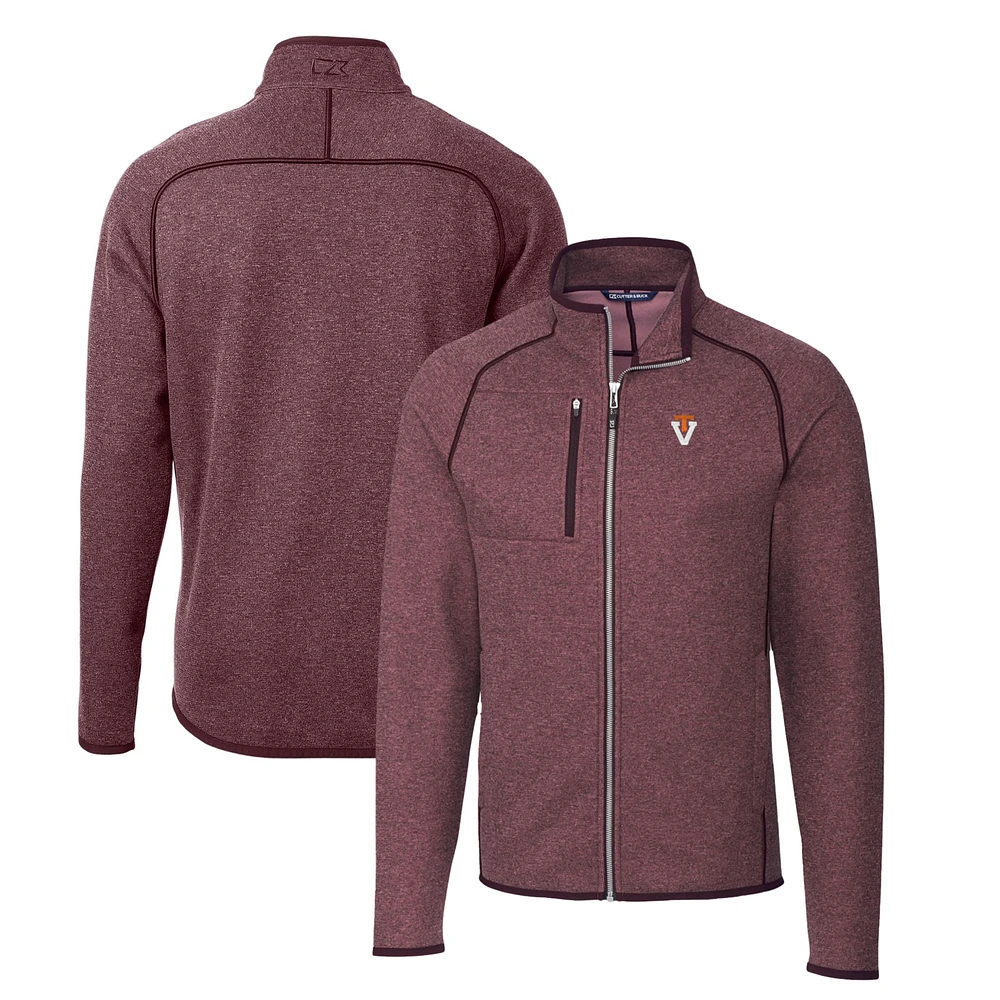 Men's Cutter & Buck Maroon Virginia Tech Hokies Mainsail Sweater-Knit Full-Zip Jacket