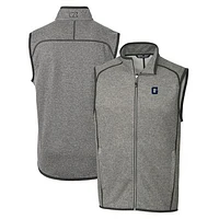 Men's Cutter & Buck Heather Gray Georgetown Hoyas Mainsail Sweater-Knit Full-Zip Vest