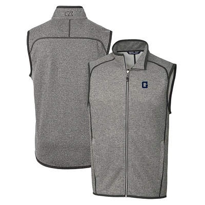 Men's Cutter & Buck Heather Gray Georgetown Hoyas Mainsail Sweater-Knit Full-Zip Vest