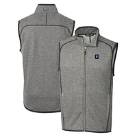 Men's Cutter & Buck Heather Gray Georgetown Hoyas Mainsail Sweater-Knit Full-Zip Vest