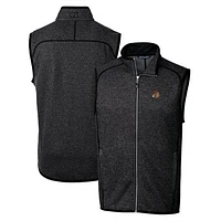 Men's Cutter & Buck Heather Charcoal Oregon State Beavers Mainsail Sweater-Knit Full-Zip Vest