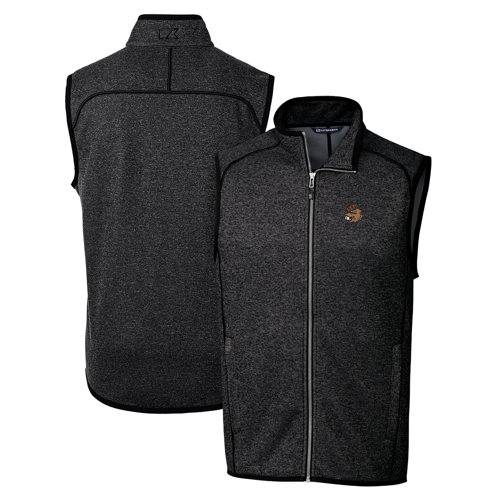 Men's Cutter & Buck Heather Charcoal Oregon State Beavers Mainsail Sweater-Knit Full-Zip Vest