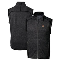 Men's Cutter & Buck Heather Charcoal Oregon State Beavers Mainsail Sweater-Knit Full-Zip Vest