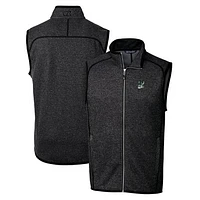 Men's Cutter & Buck Heather Charcoal Portland State Vikings Mainsail Sweater-Knit Full-Zip Vest