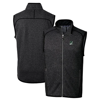 Men's Cutter & Buck Heather Charcoal Portland State Vikings Mainsail Sweater-Knit Full-Zip Vest