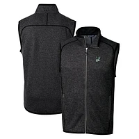 Men's Cutter & Buck Heather Charcoal Portland State Vikings Mainsail Sweater-Knit Full-Zip Vest