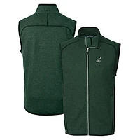 Men's Cutter & Buck Heather Green Portland State Vikings Mainsail Sweater-Knit Full-Zip Vest
