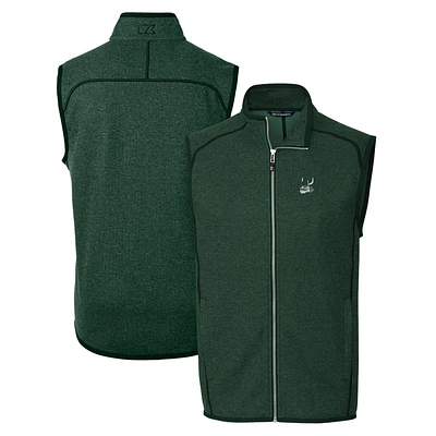 Men's Cutter & Buck Heather Green Portland State Vikings Mainsail Sweater-Knit Full-Zip Vest