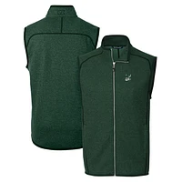Men's Cutter & Buck Heather Green Portland State Vikings Mainsail Sweater-Knit Full-Zip Vest