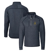 Men's Cutter & Buck Heather Navy Northern Arizona Lumberjacks Mainsail Sweater-Knit Half-Zip Pullover Jacket
