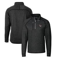 Men's Cutter & Buck Heather Charcoal NC State Wolfpack Mainsail Sweater-Knit Half-Zip Pullover Jacket