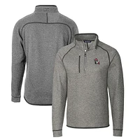 Men's Cutter & Buck Heather Gray NC State Wolfpack Mainsail Sweater-Knit Half-Zip Pullover Jacket